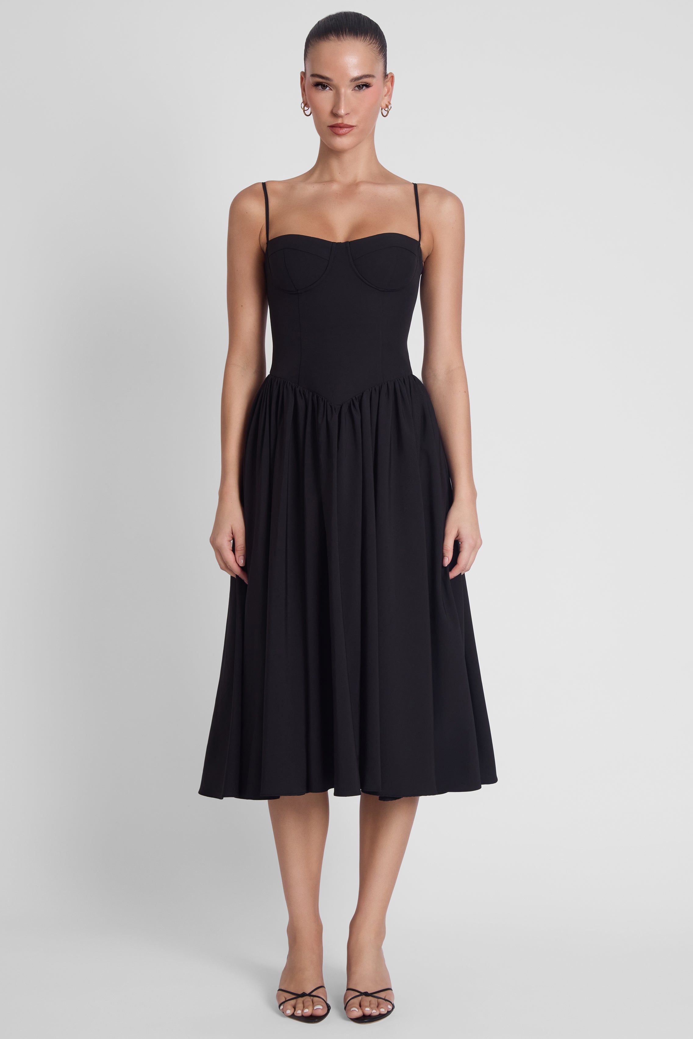 Ballerina Bustier Midi Dress - Black