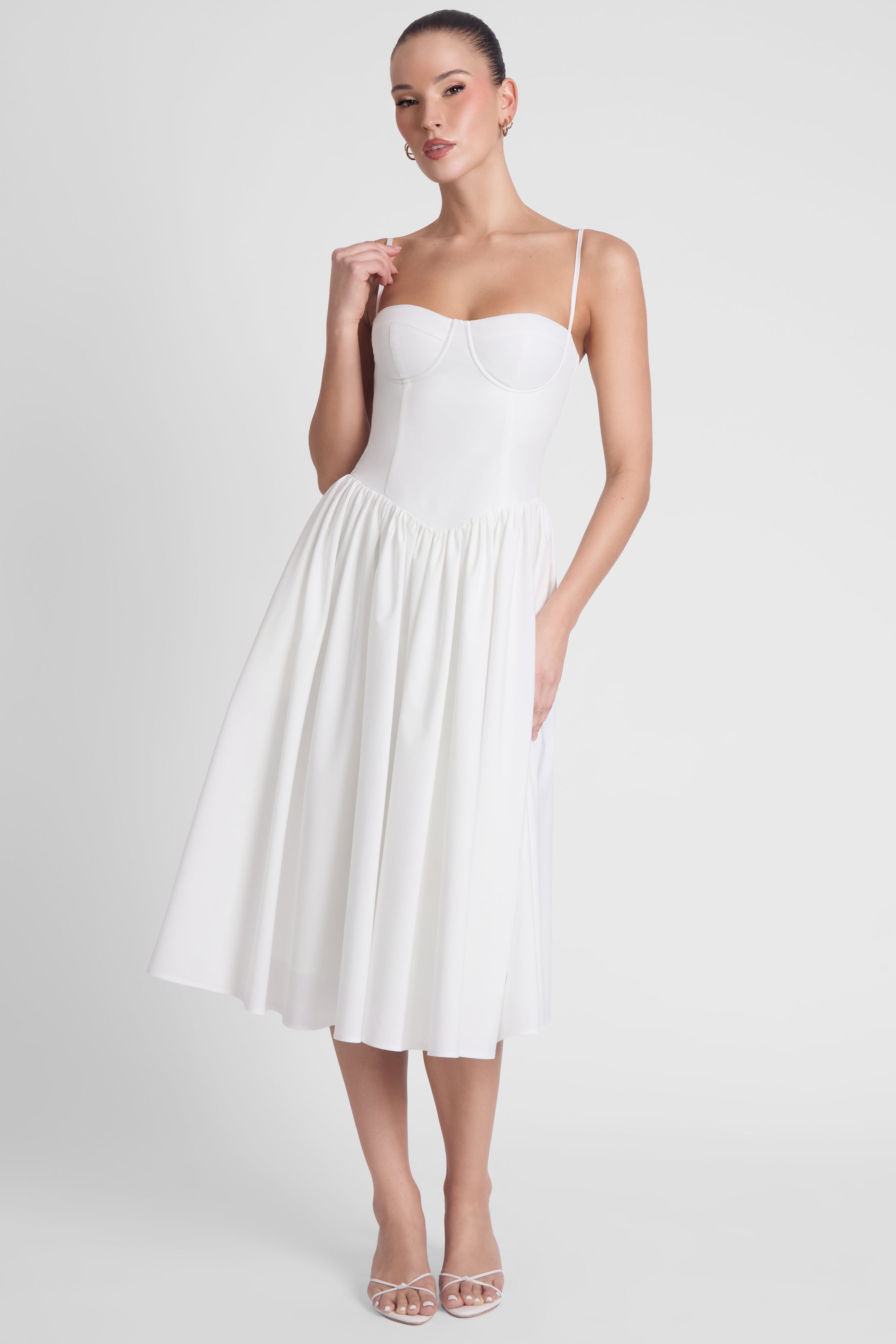 Ballerina Bustier Midi Dress - White