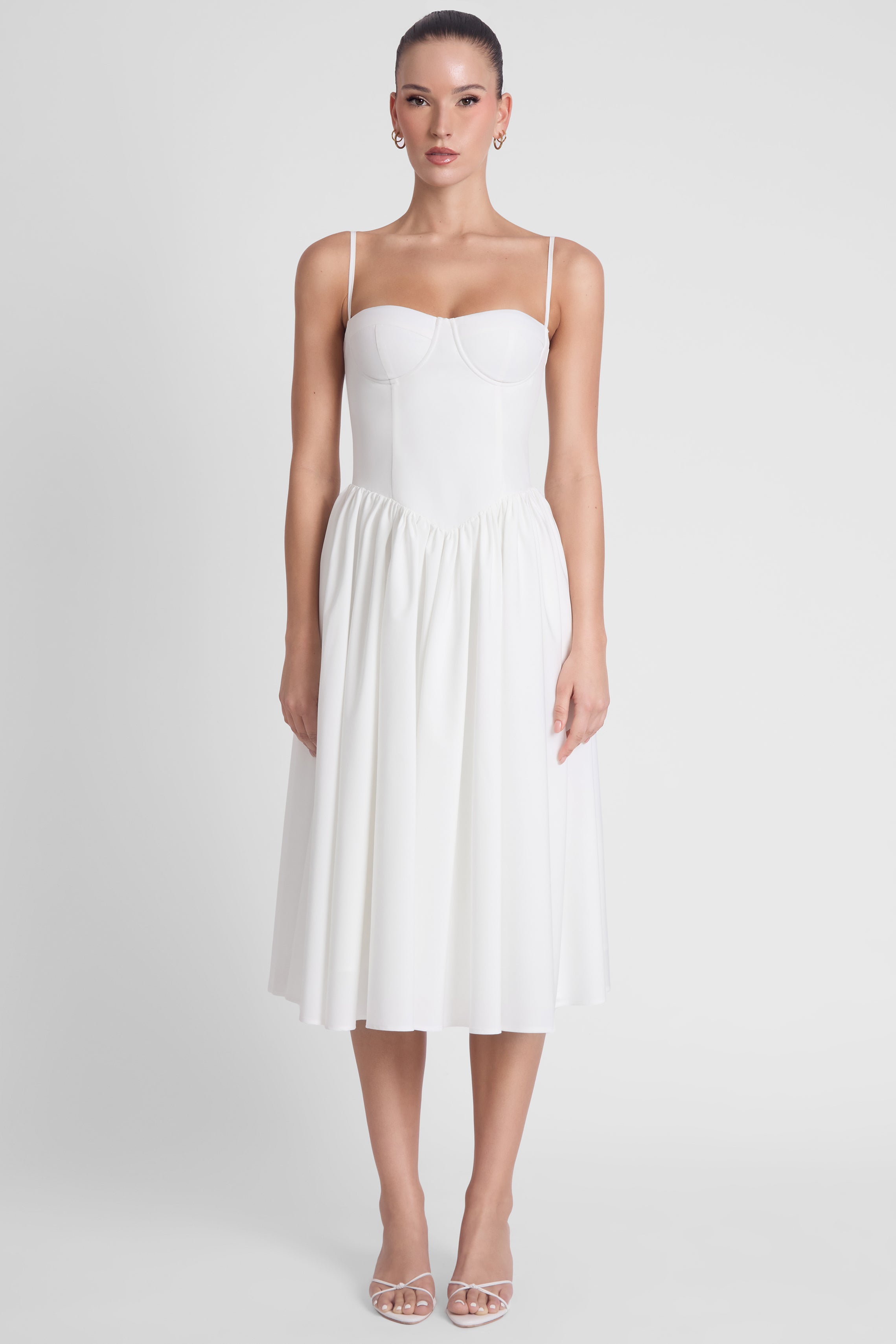 Ballerina Bustier Midi Dress - White