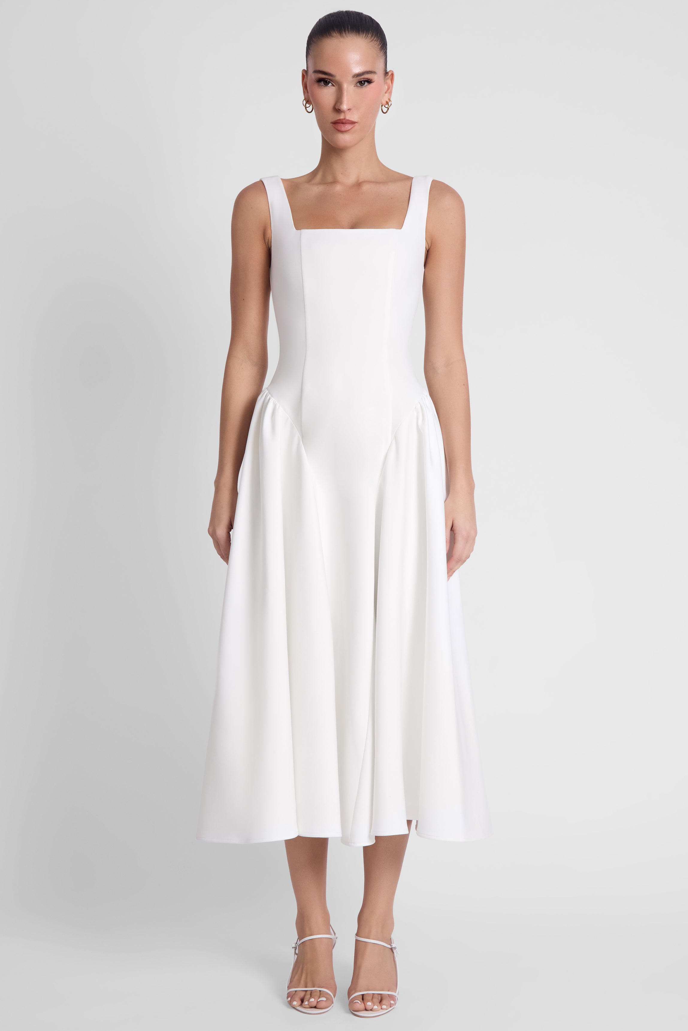 Chloe Corset Midi Dress - White
