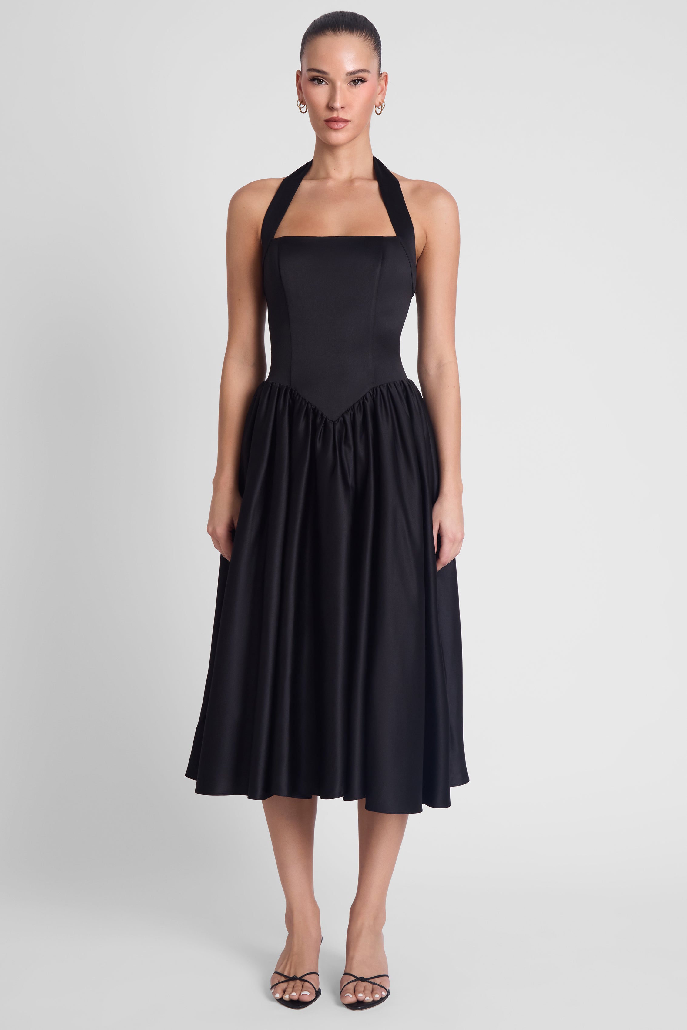 Hart Halter Corset Midi Dress - Black