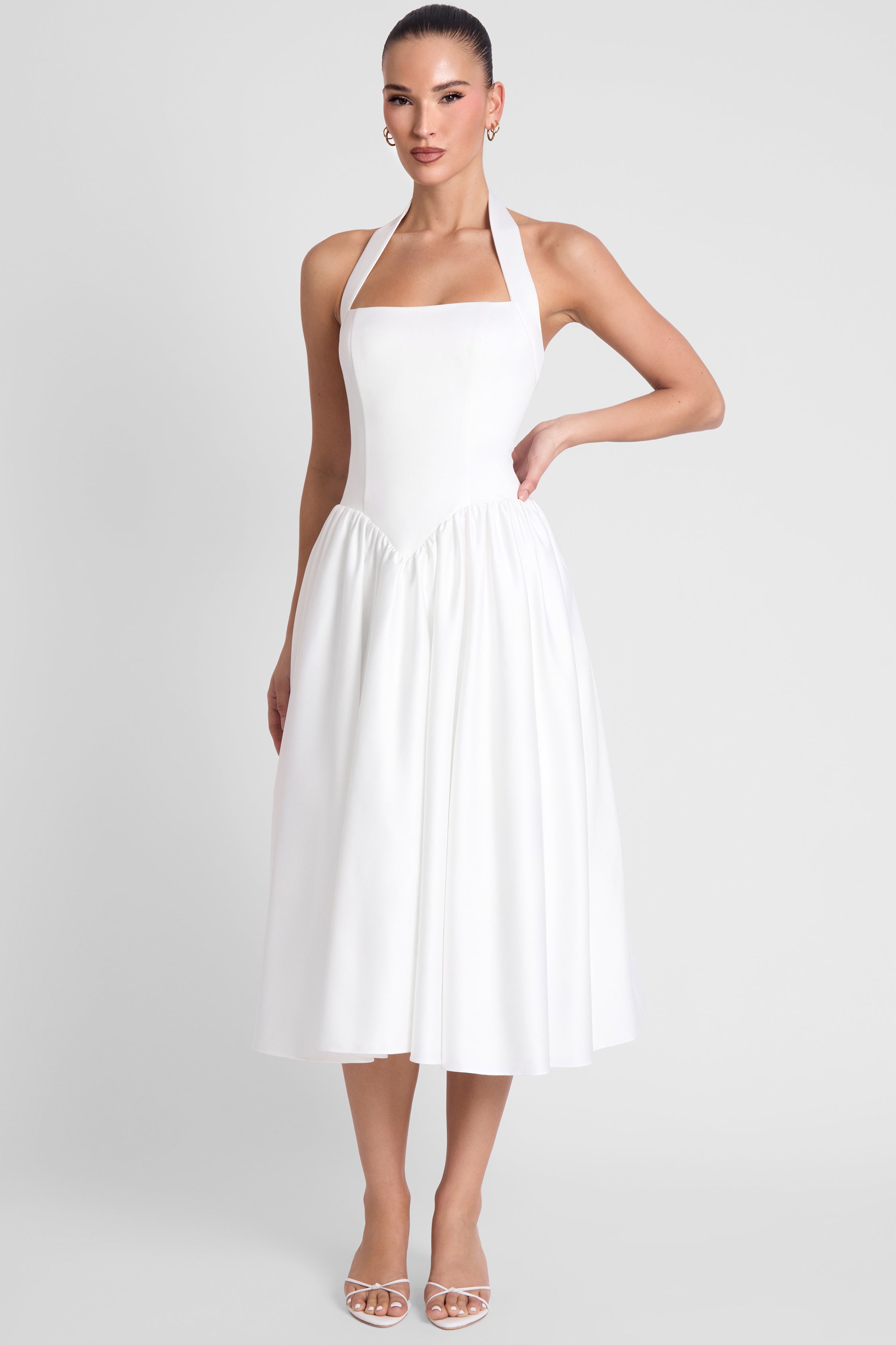 Hart Halter Corset Midi Dress - White