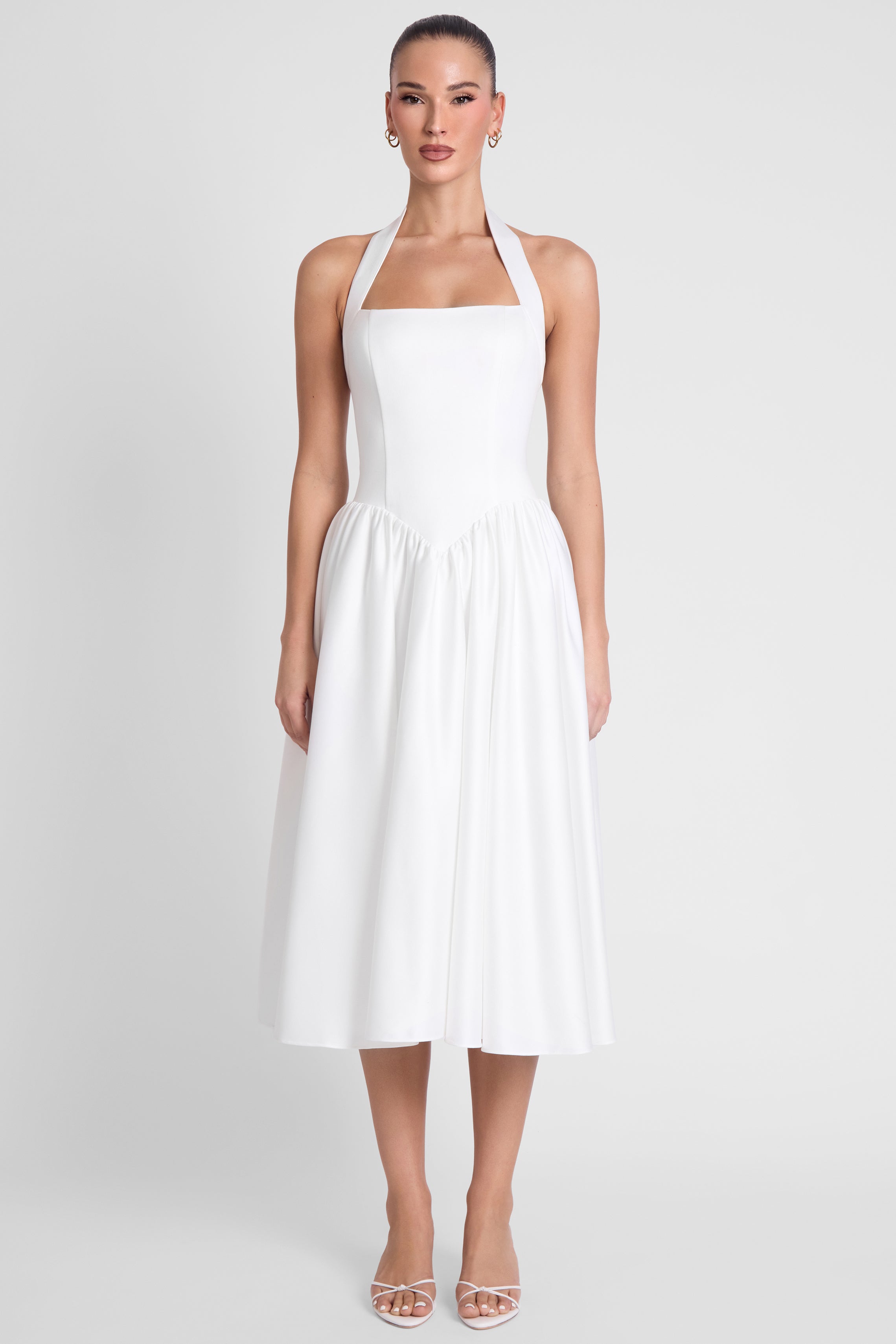 Hart Halter Corset Midi Dress - White