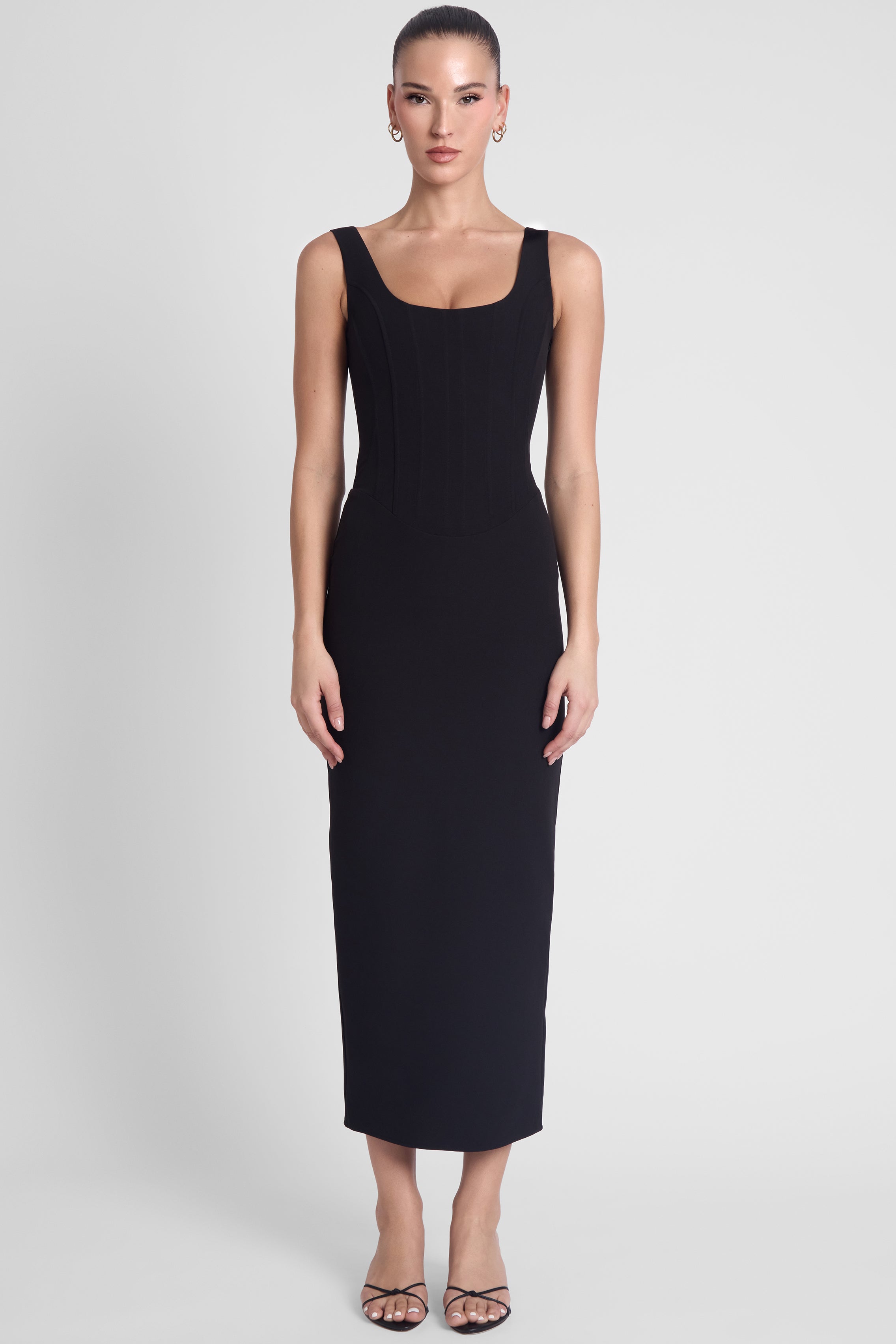 Sancia Corset Midi Dress - Black