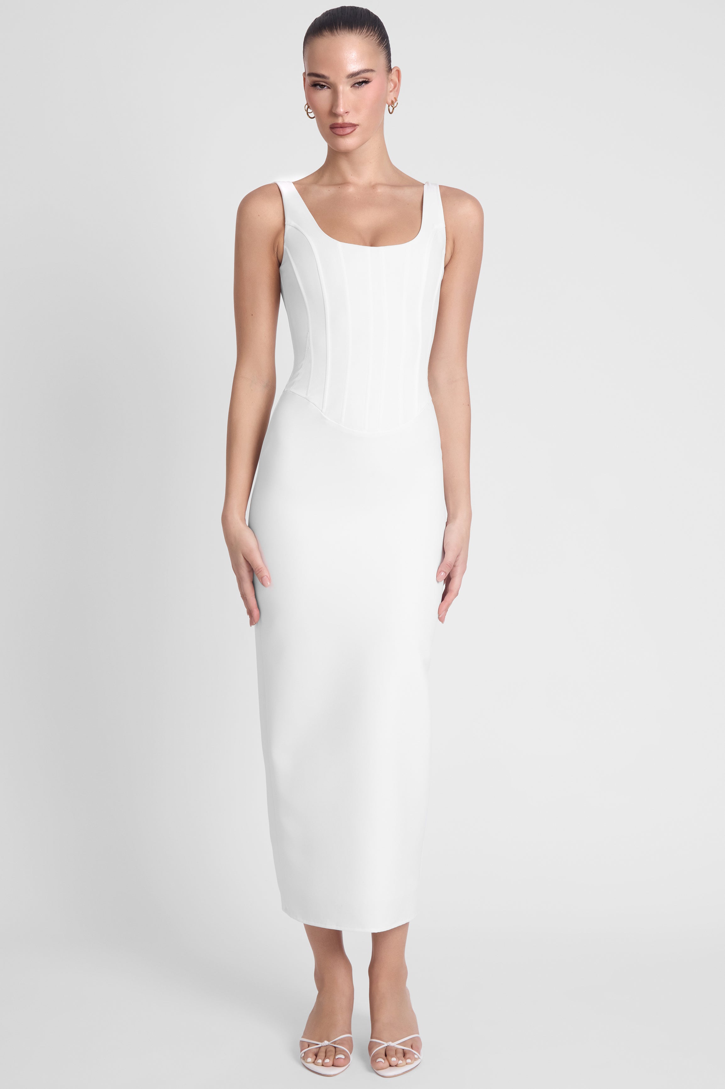 Sancia Corset Midi Dress - White