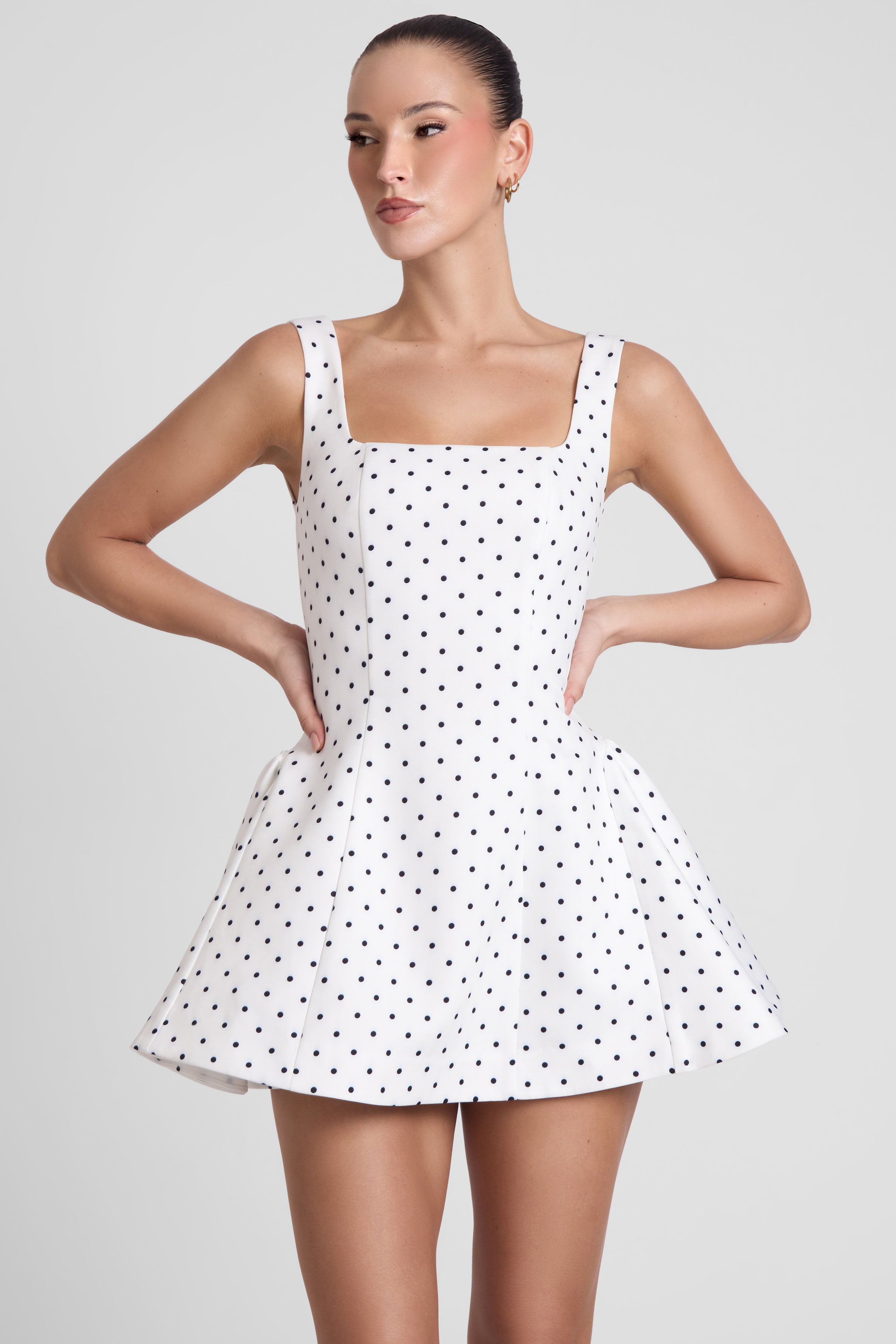 Ysabelle Babydoll Corset Mini Dress - Polka Dot